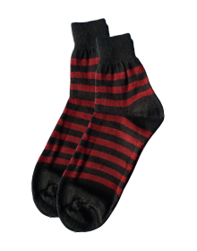 Women pure wool Anklet socks Striped design black